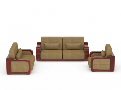 3d现代红木布艺组合沙发模型
