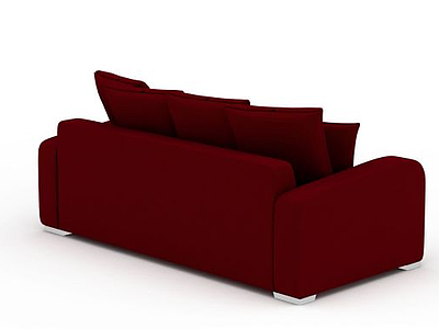 3d现代红色布艺双人沙发免费模型