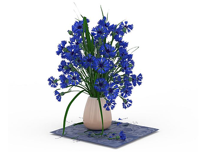 3d蓝色插花装饰模型