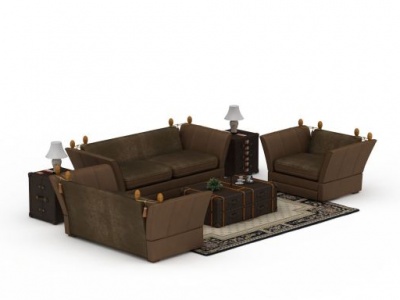 3d现代咖啡色组合沙发模型