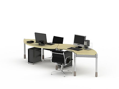 3d时尚办公桌椅组合模型