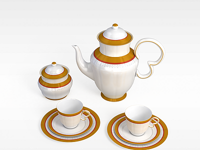精美拼色陶瓷茶具3d模型