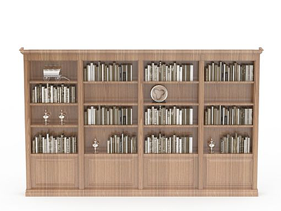 3d大型实木书柜模型