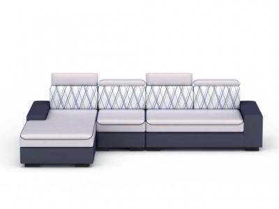 3d现代拼色布艺组合沙发模型
