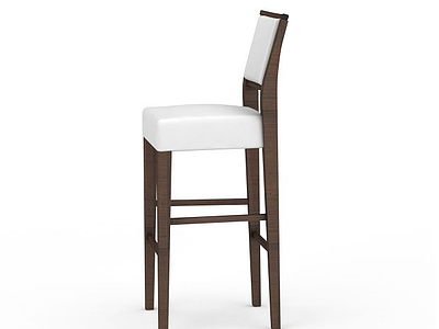 3d现代白色软包实木高脚椅吧椅免费模型