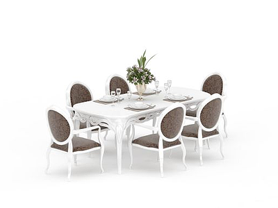 现代餐桌餐椅组合模型3d模型