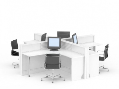 现代格子办公桌电脑桌模型3d模型