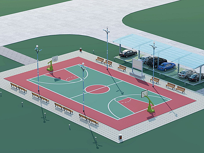 篮球场模型3d模型