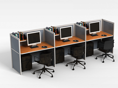 现代简约办公格子电脑桌模型3d模型