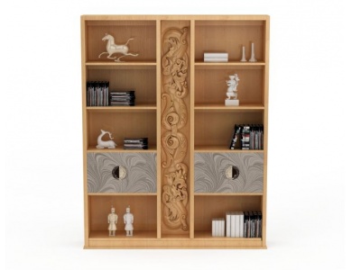3d欧式实木雕花书柜模型