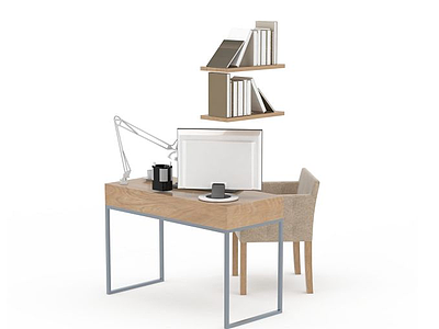 3d简约居家办公桌椅组合免费模型