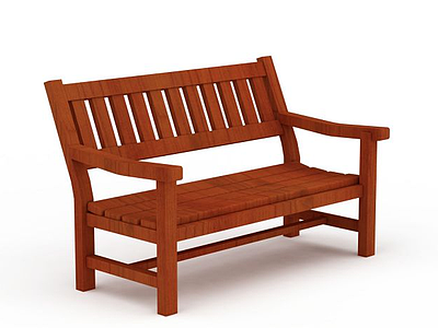 3d现代实木休闲长椅模型