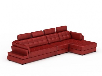 3d时尚红色皮质组合沙发模型
