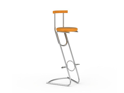 时尚橙色高脚吧椅模型3d模型
