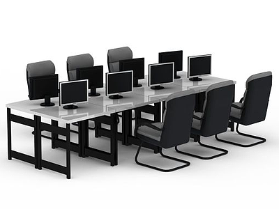 简约办公桌电脑桌模型3d模型