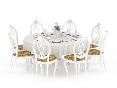 宴会餐桌餐椅组合模型3d模型
