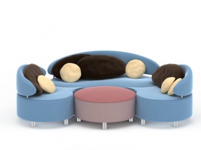 创意布艺多人沙发模型3d模型