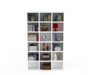 3d现代白色组合书柜模型