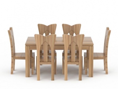 现代实木餐桌餐椅模型3d模型