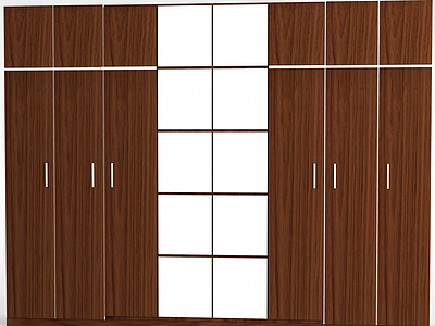 3d现代大型实木六开门衣柜免费模型