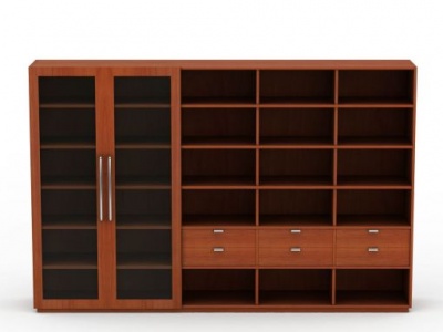 3d大型实木展柜书柜免费模型