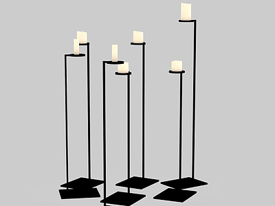 现代黑色金属烛台灯模型