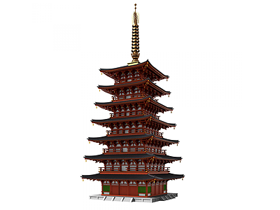 3d中式古建塔楼舍利佛塔模型