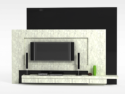 3d现代大理石电视柜背景墙免费模型