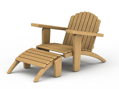 3d创意实木休闲沙滩椅模型