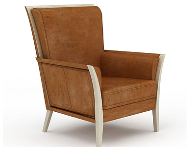 3d现代棕色休闲沙发椅模型