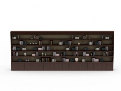 现代大型实木书柜模型3d模型