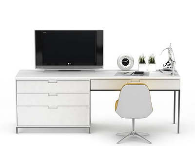 3d电脑桌办公桌椅组合免费模型