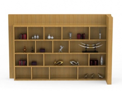 大型实木书柜模型3d模型