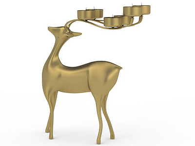3d金属小鹿烛台灯模型