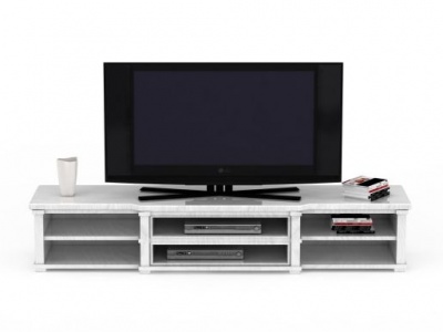 3d现代简约白色实木电视柜免费模型
