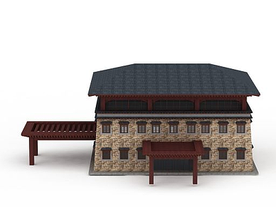 3d藏式房屋模型