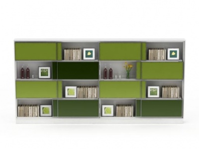 现代绿色书柜模型3d模型
