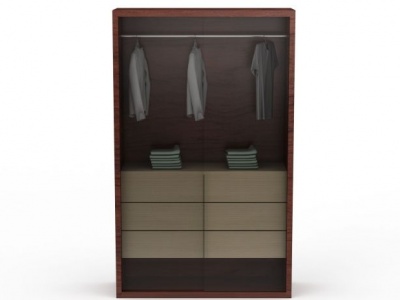 简约现代实木衣柜模型3d模型