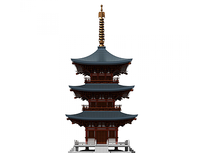 中式古建塔楼佛塔模型3d模型