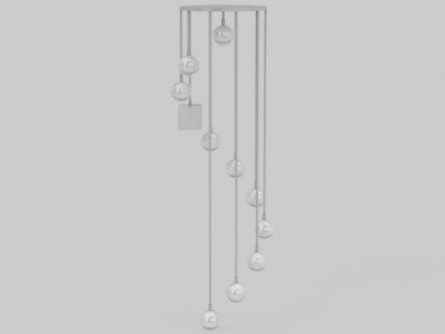 精美水晶垂帘吊灯模型3d模型