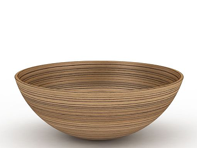 3d日式实木条纹碗模型