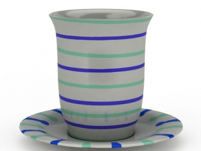 3d精美陶瓷条纹水杯模型