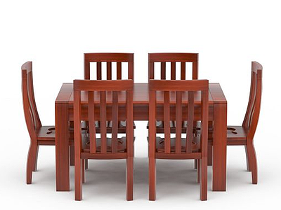 3d现代红木餐桌餐椅模型