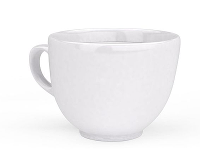 简约白色陶瓷水杯咖啡杯模型