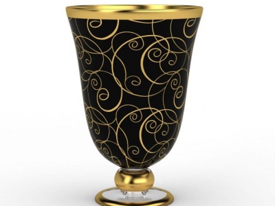 3d现代金色雕花酒杯摆件免费模型