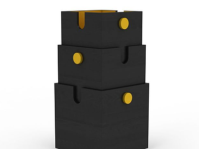 3d黑色收纳盒模型