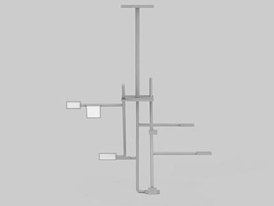 3d创意大型灰色金属吊灯免费模型