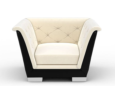 3d欧式白色真皮休闲沙发模型