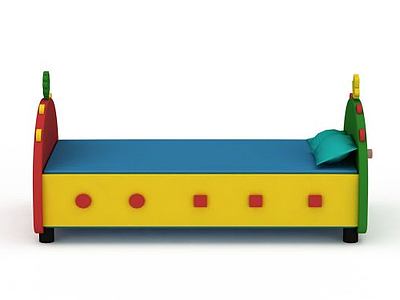 彩色实木儿童床模型3d模型