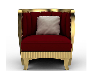 单人红色坐椅沙发3d模型